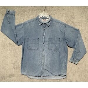 Vintage Brittania Denim Shirt Womens L 100% Cotton Western Chore 90s